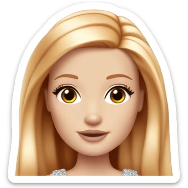 Extra glam barbie with brown eyes, pale skin, ginger long hair  sticker