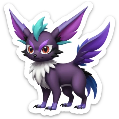 Shiny Cute Noibat-Noivern-Mightyena-Silvally-Fakémon-hybrid-creature (full body)  sticker