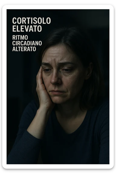 Donna con cortisolo elevato ritmo circadiano alterato immagine realistiche in italiano sticker