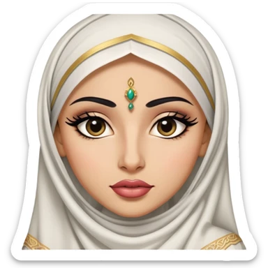 Arabian features pretty big lips, arabian clothes, light skin,  dark eyes, pretty bratz baddie, black eyeliner.  sticker