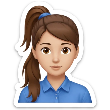 a brown haired girl  in one high ponytail but make her really pretty with brown eyes sticker