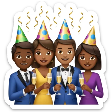 Un equipo de ventas celebrando un logro con un brindis. El fondo negro totalmente  sticker