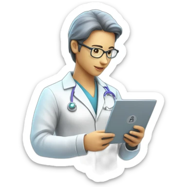 Biomedical-Engineer-studying-hologram-3d-model-of-breast sticker