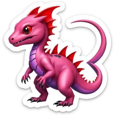 Cute Shiny mauve iridescent Guilmon-Salandit-Fakémon-hybrid-creature (full body)  sticker