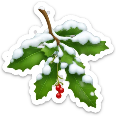 Mistletoe with berries and snow christmas sticker