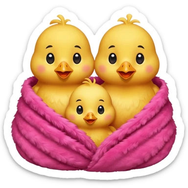 happy smile red chicks in pink blanket sticker