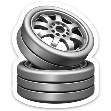 Emoji icon of a set of custom alloy wheels stacked together sticker