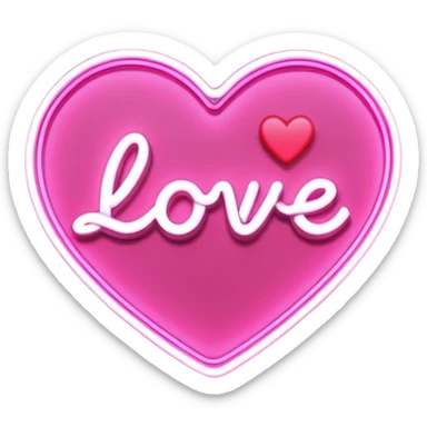 glowing pink neon sign that says "i Love u " in cursive. With a heart sticker