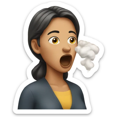 Woman pretend coughing sticker