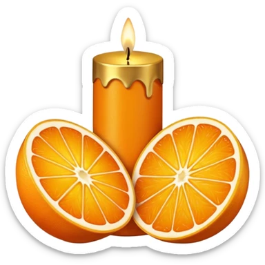 Citrus candle – orange wax in gold tin with slice design sticker