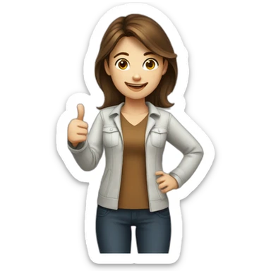 programmer girl with brown hair, thumbs up. sticker