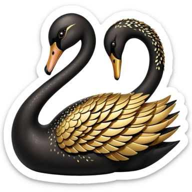 Shining black swan with gold sparkling details  sticker