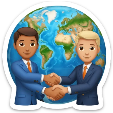 Shake hands and a globe showing negotiation of climate change sticker