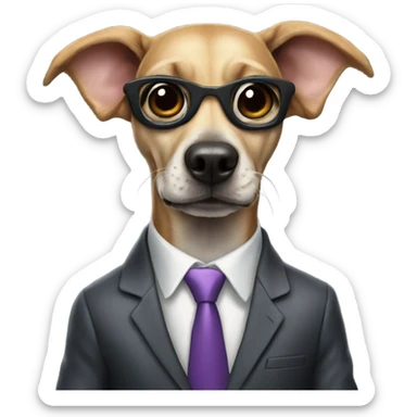 Alien dog wearing a suit sticker