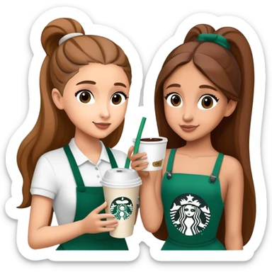 Ariana Grande getting her Starbucks cup from the Starbucks cashier sticker