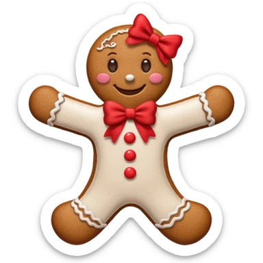 Gingerbread man with a red bow sticker