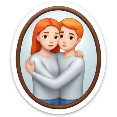 a person hugging themselves through a mirror. self-love sticker