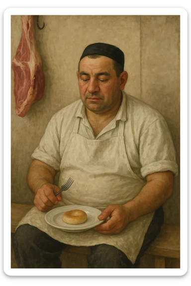 sartarosh xona bunaqa zur darajada bulmasin keyin shunchaki tarelka v vilka ushlab utirsin tarelkada esa faqat non bulsin kayfiyati xam urtacha bulsin xursan bob ketmasin sticker