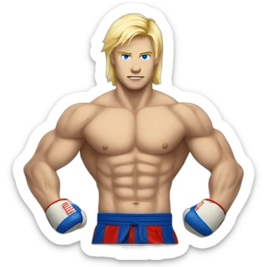 blonde blue eyes muay thai fighter muscular sticker