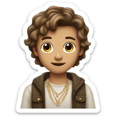 boy with phone and jewelry same photo and everything with brown hair sticker