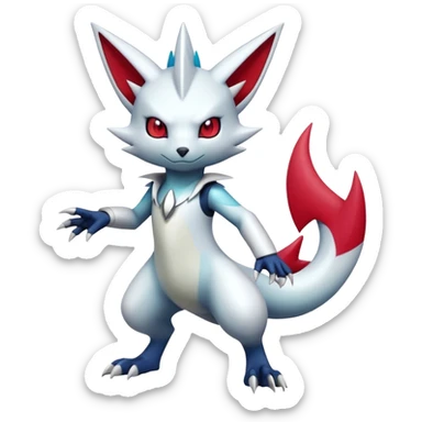 Cool Edgy Shiny Futuristic Ethereal Legendary Digimon-Sneasel-Zangoose-hybrid full body sticker
