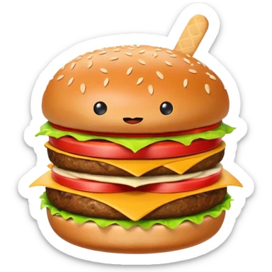A living burger doing 67 gestures sticker