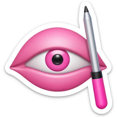 genera un emoji 3d en formato ios de un ojo con eyeliner rosa sticker