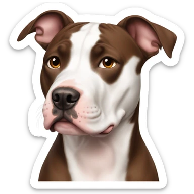 White and dark brown reddish markings pitbull cropped ears sticker