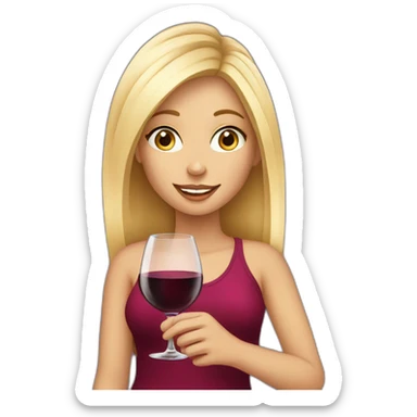 Blond beautiful girl with a glass of wine sticker