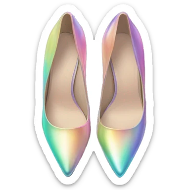 Realistic isolated top view of a pair of pastel iridescent pointed toe high heel shoes. sticker