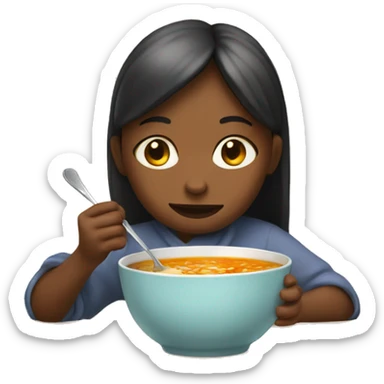 Girl eating soup sticker