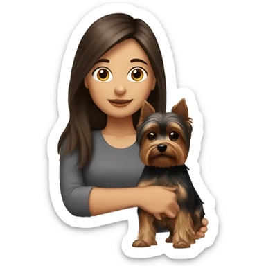 Brunette girl with a yorkshire terrier sticker
