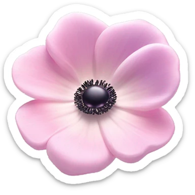 Anemone "A pastel pink anemone flower with a glowing dark center, softly shimmering petals, and delicate sparkles floating around." sticker
