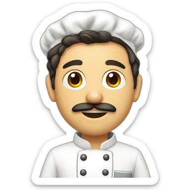 Chef, con mandil, sin bigote, gordito, canoso sticker