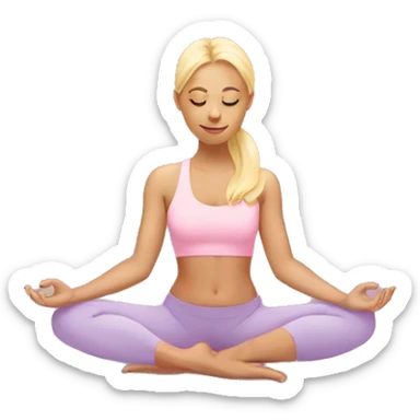 blonde girl doing yoga on a pastel pink yoga mat sticker