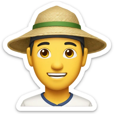 chinese man wearing rice paddy hat sticker