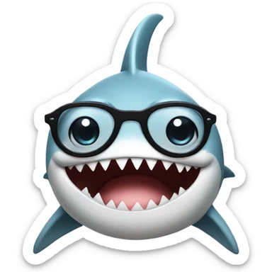 cute shark with eyeglasses and bun sticker