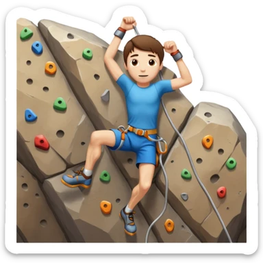  A man indoor rock climbing. But he's skinny and has short brown hair and he's white   sticker