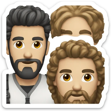 a white man with a black beard and a fashionable dark brown hairstyle is intrigued sticker