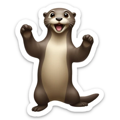 Happy otter standing up with both paws in the air sticker