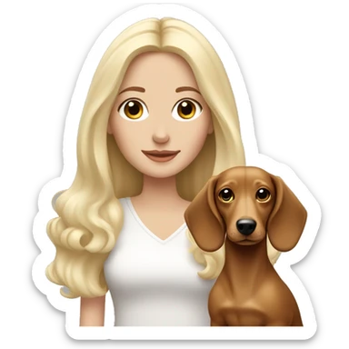 white blonde girl with dachshund long haired dog sticker