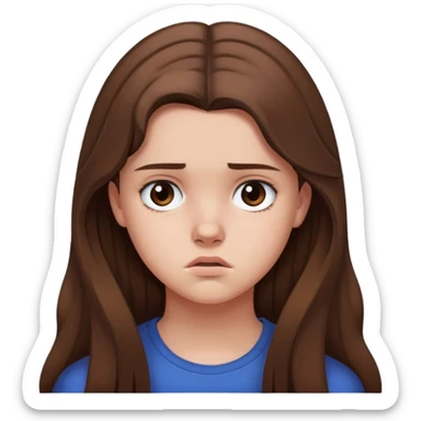 Teenage girl with long brown hair and sad expression, Hannah Baker character sticker