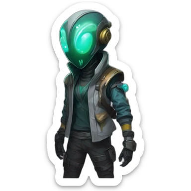 cyberpunk alien character desing scifi roguelike rpg style inspired by slay the spire digital art sticker