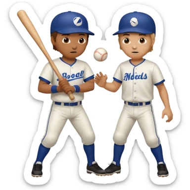 A guy hitting another guy with a bat sticker