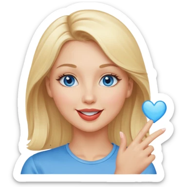 Une femme blonde yeux bleus qui envoi un bisous sticker