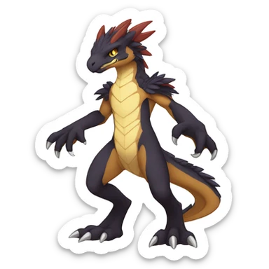 Anthro Sona Fakemon Draco-Raptor Full Body sticker