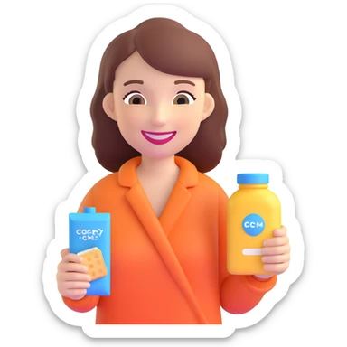 woman promoting a product to customers outdoors sticker