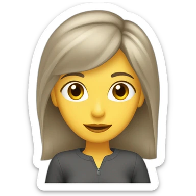 Mujer pelo castaño claro largo lacio con anteojos de marco transparente sticker