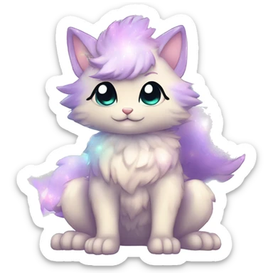 Anthro Cute Gorgeous Petite Shiny Colorful Pastel Glitter Sparkle Stars Anime Chibi Animal-Fakémon-Pokémon-Hybrid Fur Sona Aesthetic Trending Style Full Body sticker