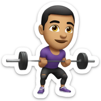 latin man, 30 years old, doing squat with a bar in the gym sticker